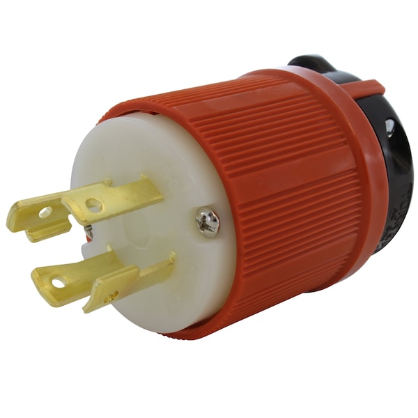 Locking Plug, L16-30P, 30 A, 480V AC, Three Phase, Orange